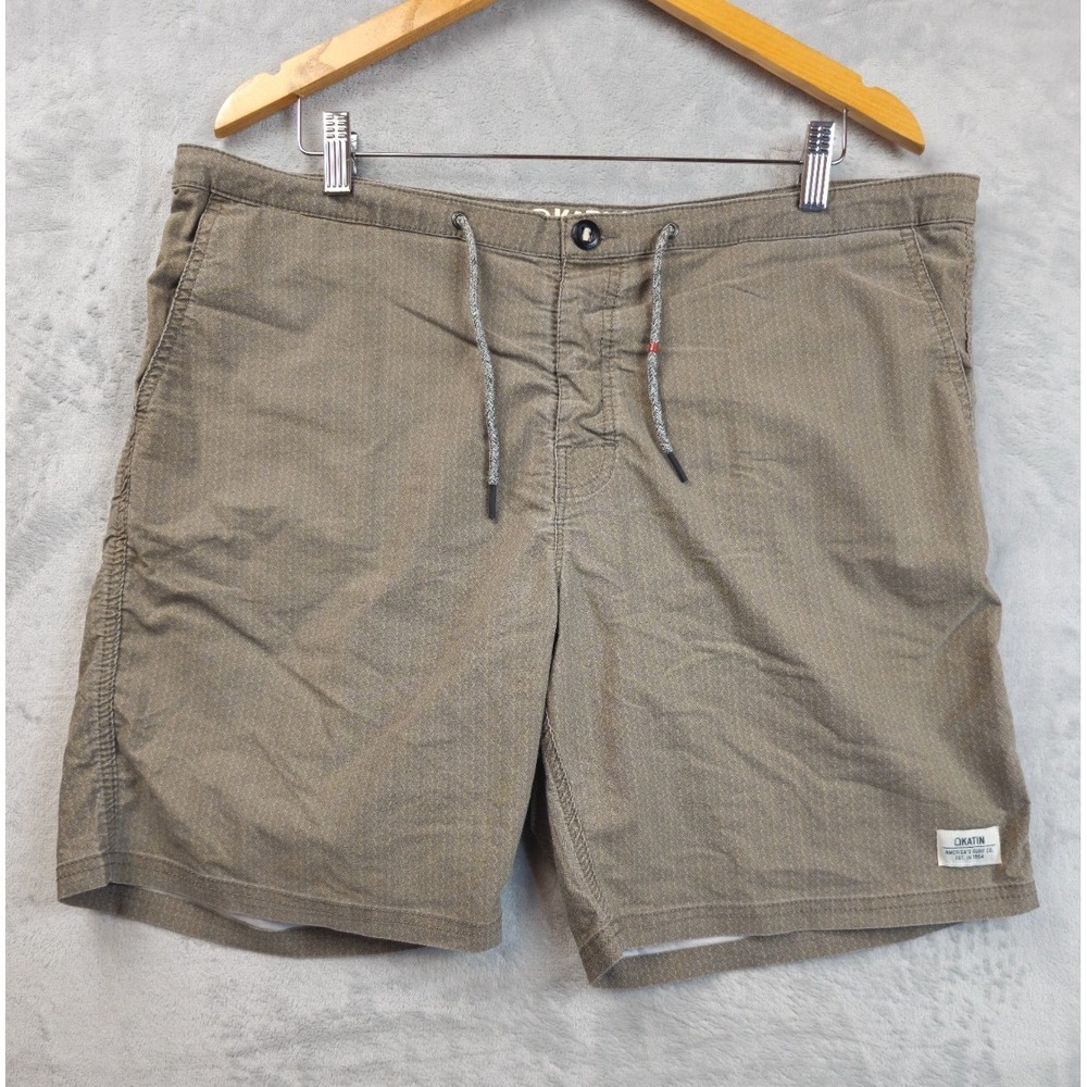 Katin Board Shorts Men 38 (act 40x8) Beige Striped Geometric Stretch Drawstring